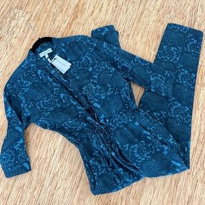 Apiece Apart Linen Blue One Piece Pant Romper